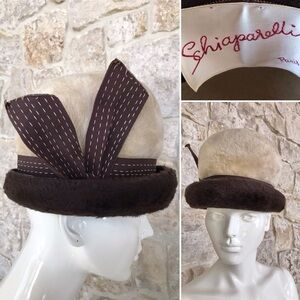 Incredible Vintage 1950s 1960s Schiaparelli Paris Rare Felt Hat